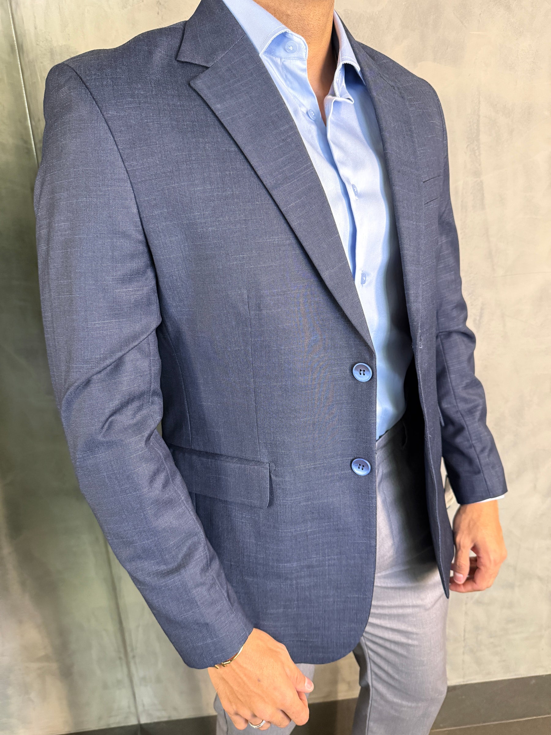 BLAZER SLIM POLIVISCOSE STRETCH LAP LARGA FATIOTA MARINHO