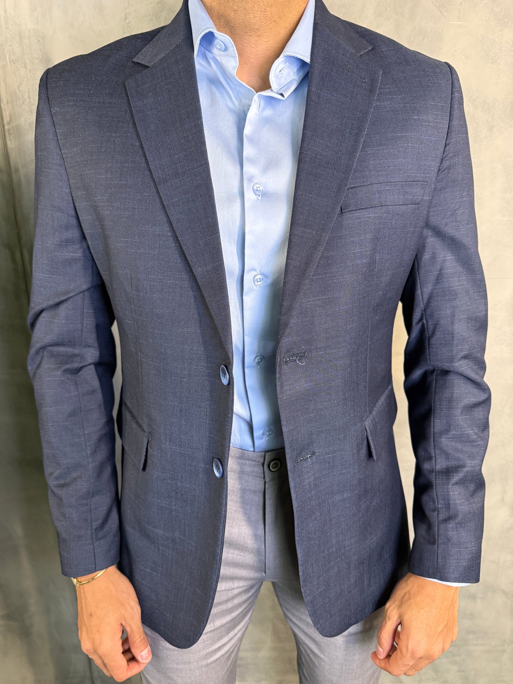 BLAZER SLIM POLIVISCOSE STRETCH LAP LARGA FATIOTA MARINHO