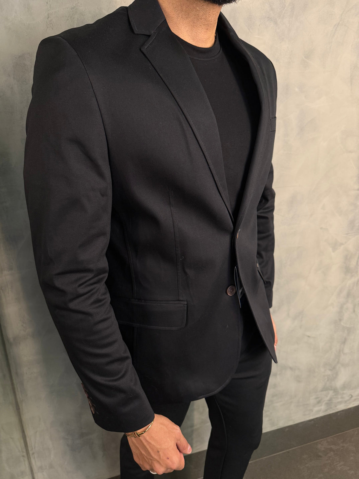 BLAZER SLIM SARJA LISO DOCTHOS PRETO