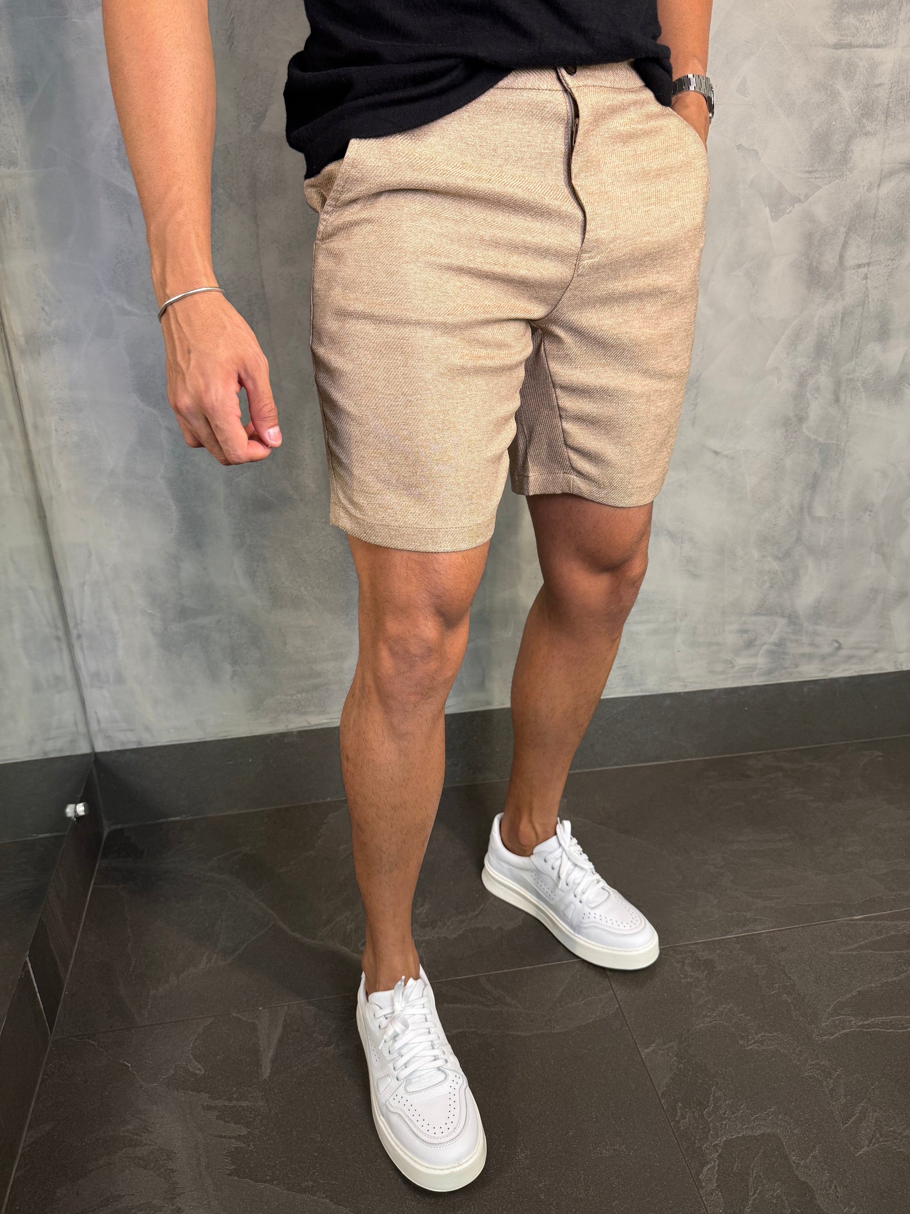 BERMUDA ALF. TEXTURA AJUSTE FIVELA PONTO H BEGE