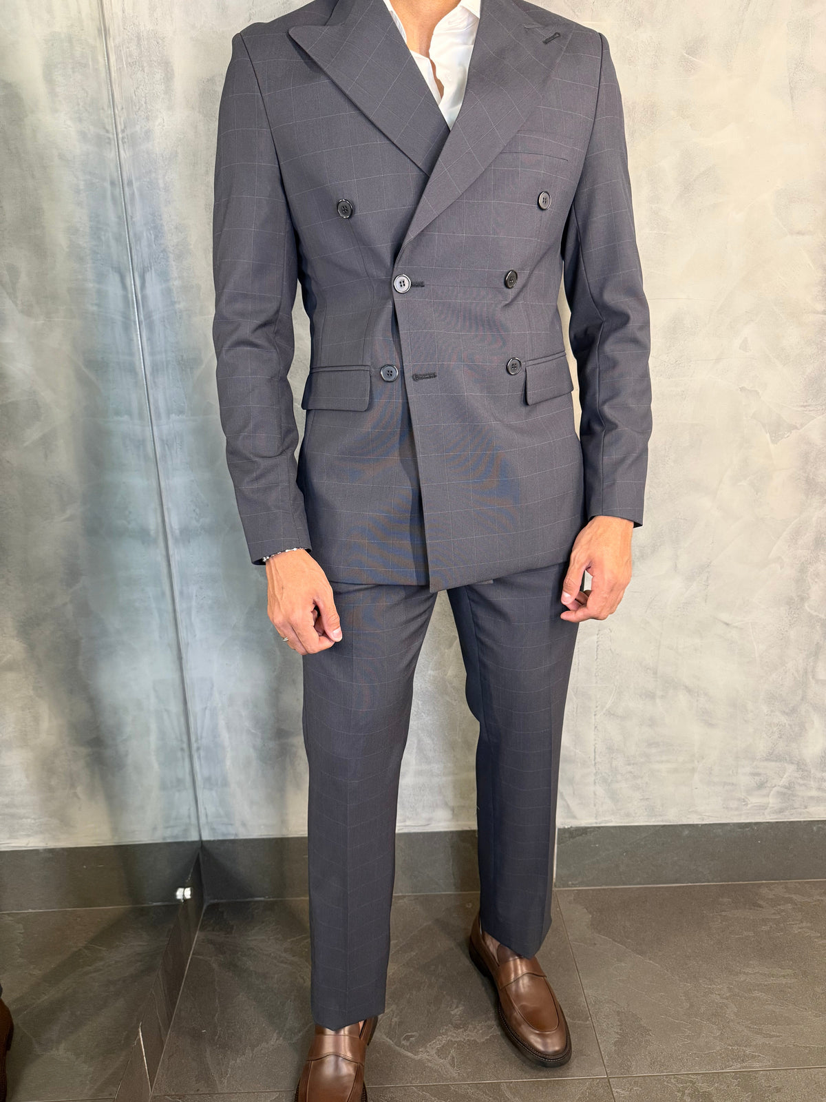 TRAJE SLIM TRANSPASSADO XADREZ FATIOTA PRETO