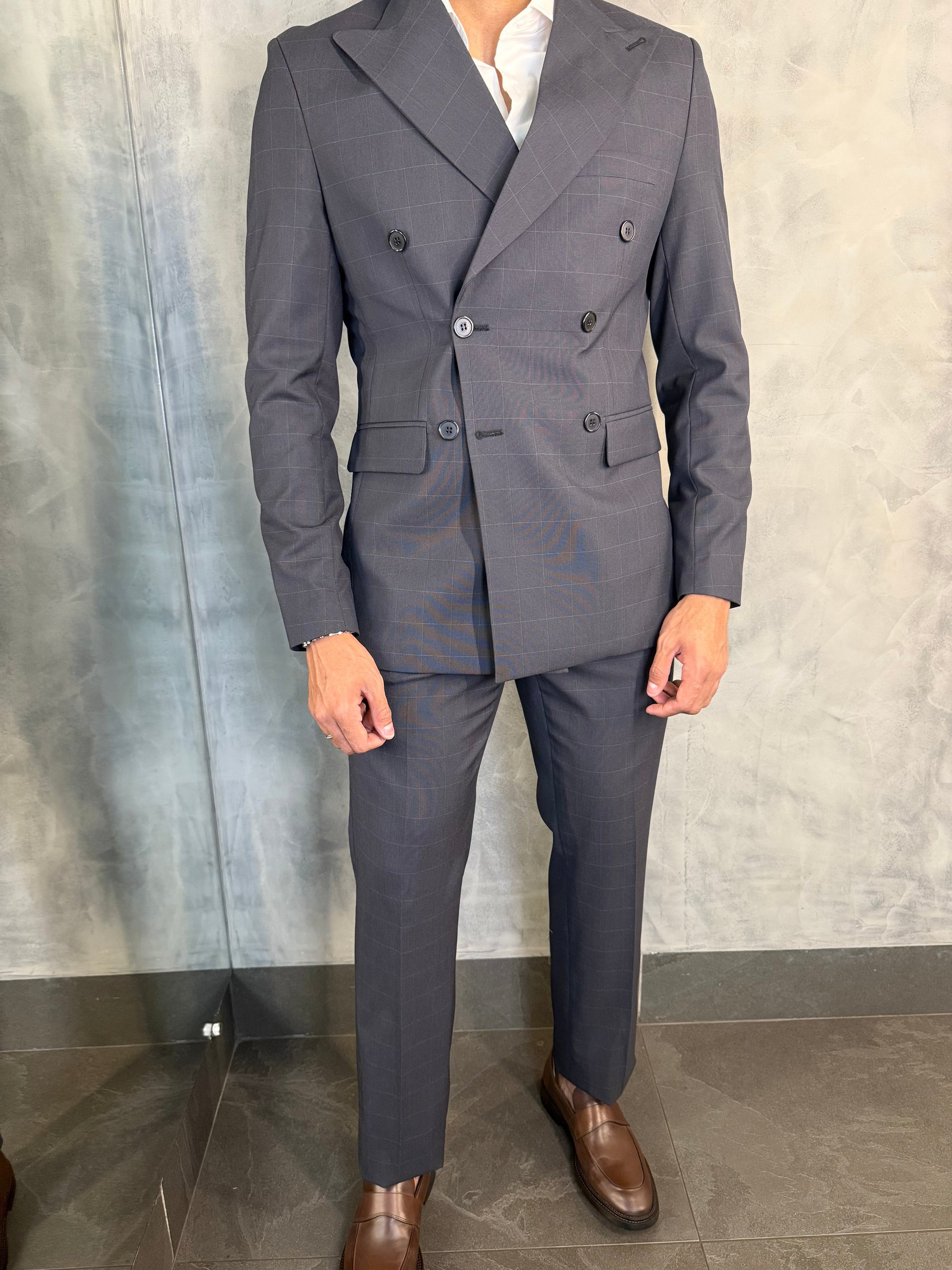 TRAJE SLIM TRANSPASSADO XADREZ FATIOTA PRETO