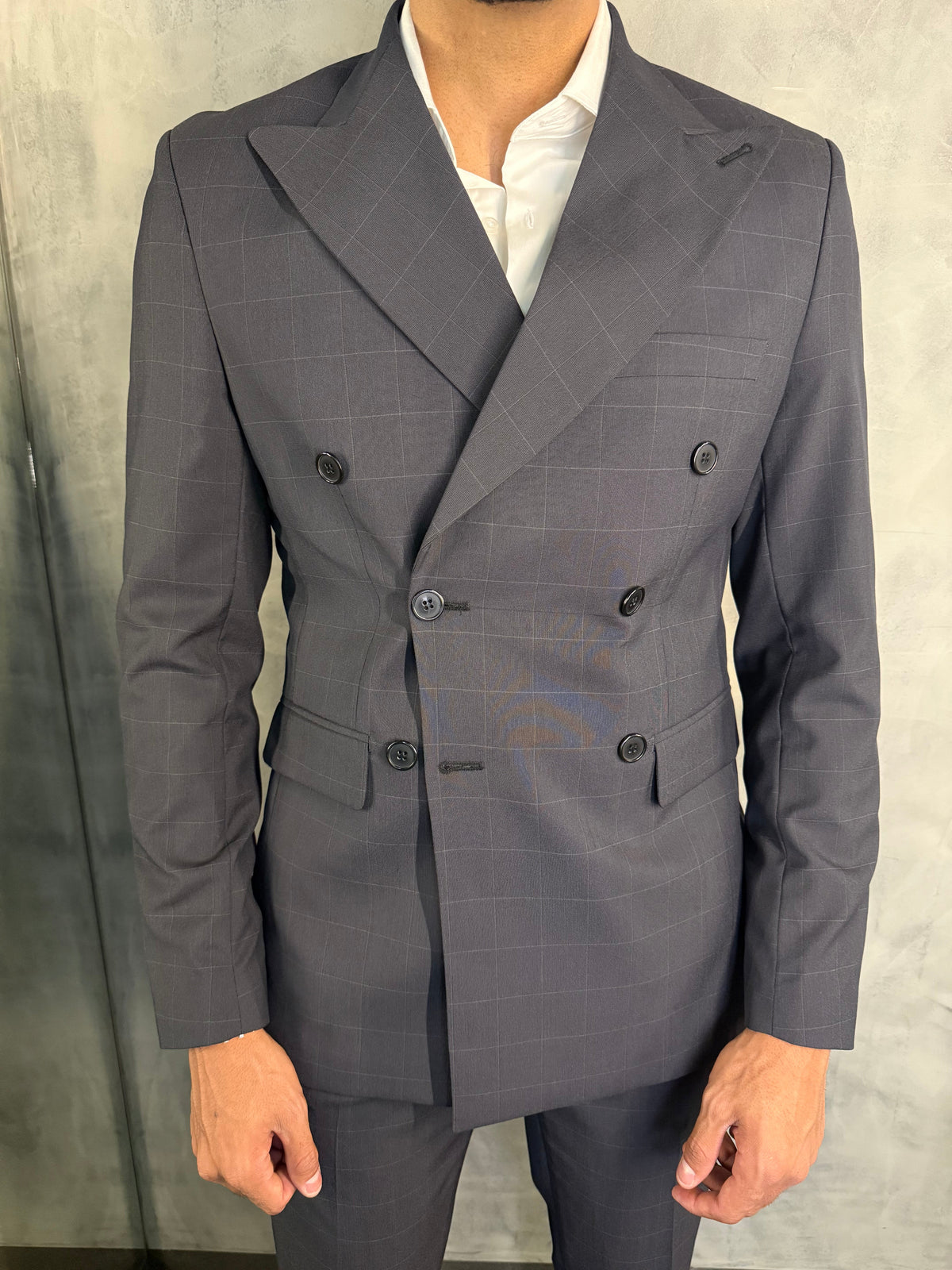 TRAJE SLIM TRANSPASSADO XADREZ FATIOTA PRETO