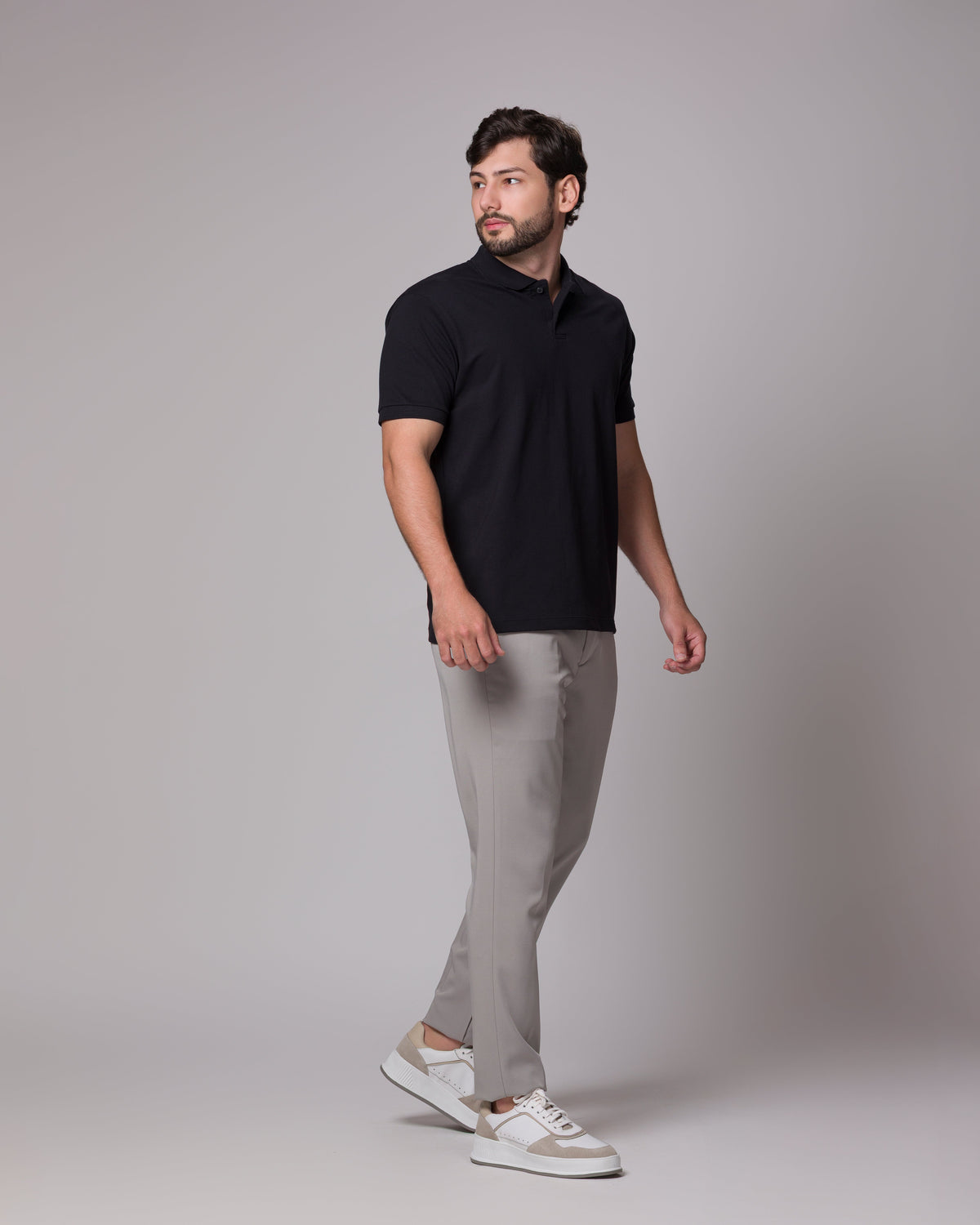 POLO PIMA PONTO H PRETO